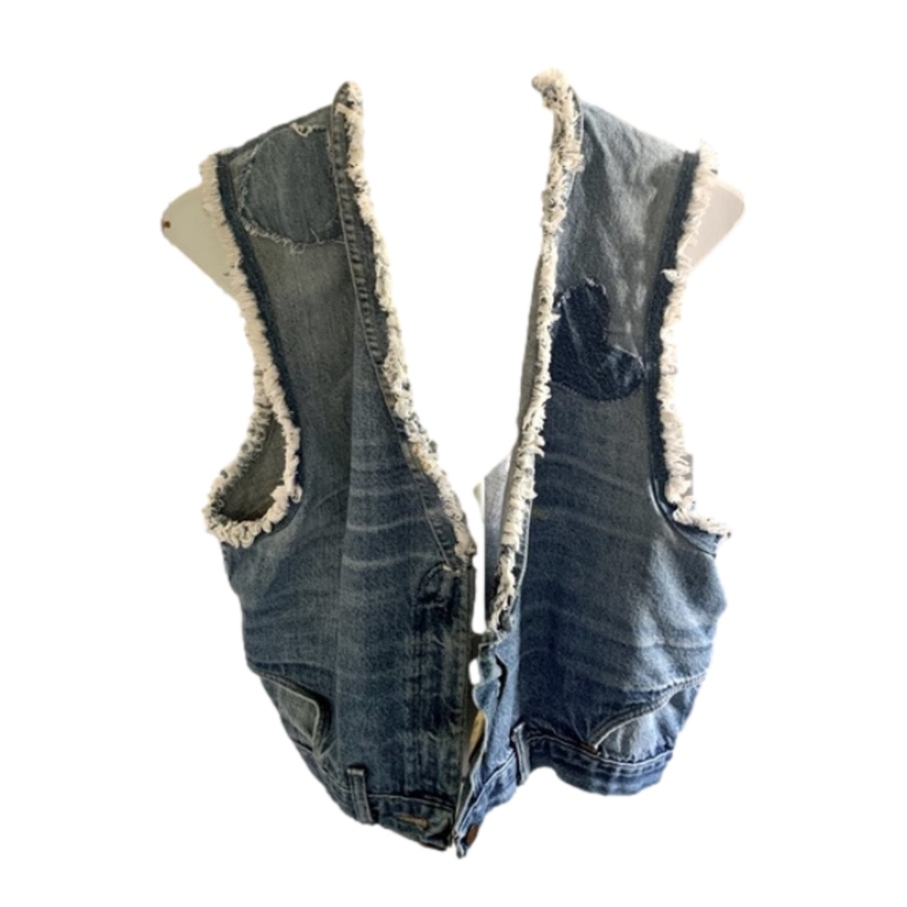 One of a Kind Boho Hippy Woodstock Denim Vest